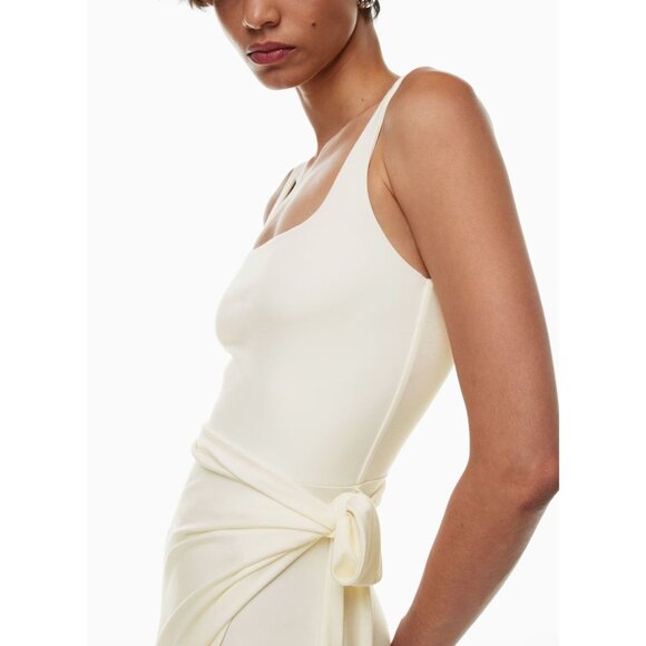 Aritzia WILFRED Saturn Silver Sage Green Jersey Square Neck Wrap Dress, Size S - Picture 15 of 16